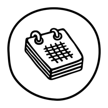 Doodle calendar schedule icon or logo, hand drawn with thin black line. Isolated on white background. Vector illustration