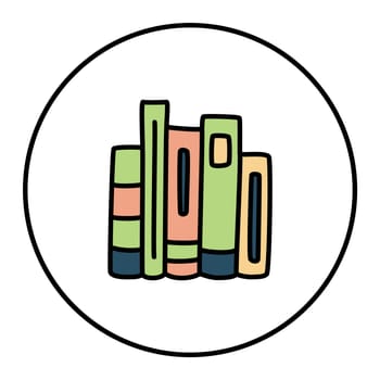 Doodle books shelf icon hand drawn in a modern minimalistic style. Knowledge and education symbol isolated on white background. Vector illustration