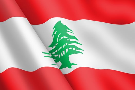 A Lebanon waving flag 3d illustration wind ripple