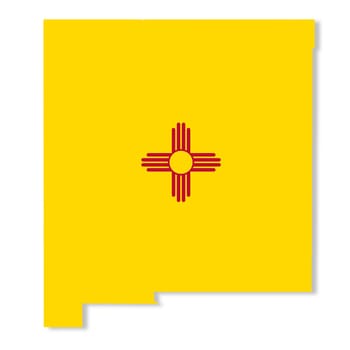 A New Mexico State Flag Map Illustration with clipping path