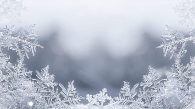 Christmas winter background with snowflakes and copy space. AI generated