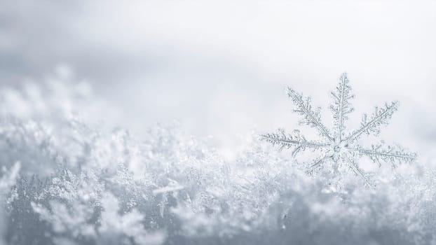 Christmas winter background with snowflakes and copy space. AI generated