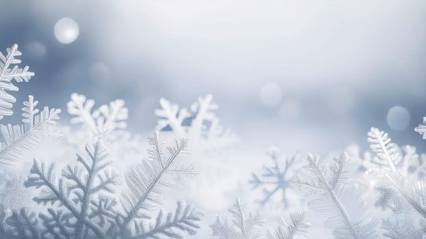 Christmas winter background with snowflakes and copy space. AI generated