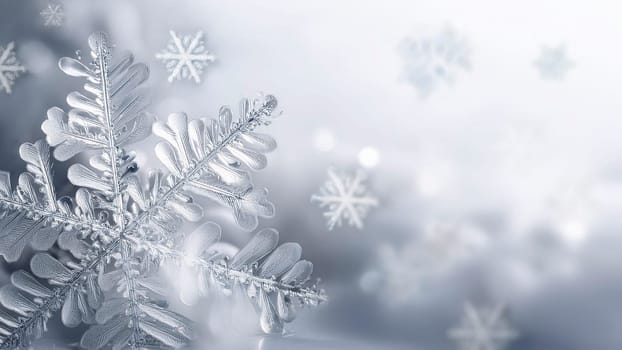 Christmas winter background with snowflakes and copy space. AI generated