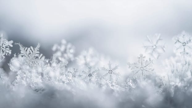 Christmas winter background with snowflakes and copy space. AI generated