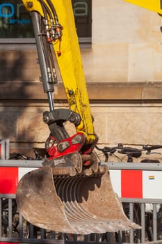 Excavator shovel on a construction site, Germany