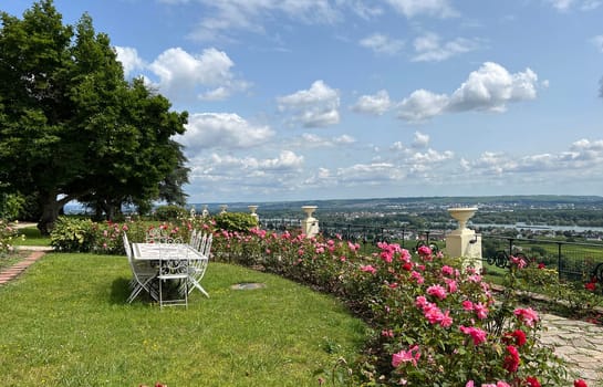 From Johannisberg Castle you have a beautiful view of the Rheingau all the way to Rhineland-Palatinate. From Johannisberg Castle you have a wonderful view of the Rheingau all the way to the Rhineland-Palatinate.