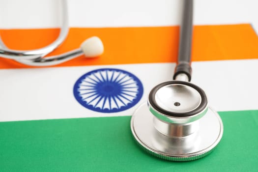 India flag with black stethoscope, Business and finance.