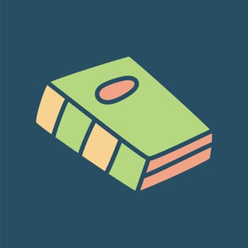Doodle book icon hand drawn in a modern minimalistic style. Knowledge and education symbol on dark background. Vector illustration