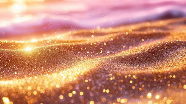 Golden Glitter Texture with Sparkling Waves, Abstract Background