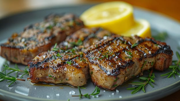 Close up of grilled steak perfect for food advertisement or opening.