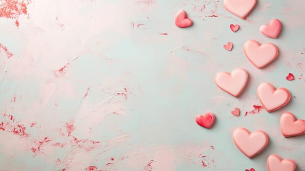 Pink pastel colored hearts and flowers, birthday or valentine greeting card, love and emotion concept, thank you, hope, help and charity