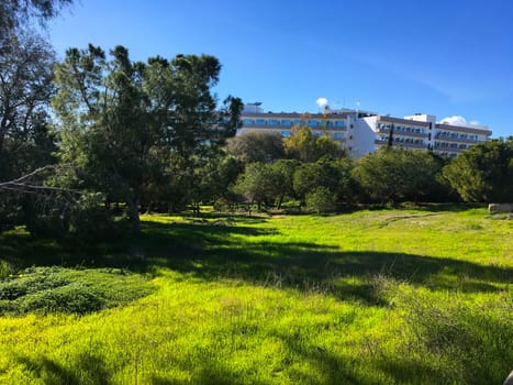 New apartment building - modern residential development in a green urban settlement.