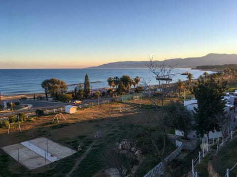 Cyprus. Ayia Napa Resort. Hotels off the coast. Blue Loguna in Cyprus. Rocky seashore. Relax in a resort hotel. Travels in Cyprus. Mediterranean Sea. Cavo Greco. Ayia Napa Resort Panorama.