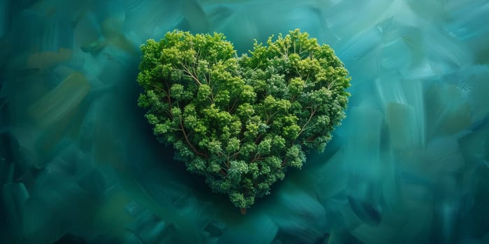 Trees and plants forming a heart, planet earth, green forest and woodland, environment concept, connect and protect nature, earth day