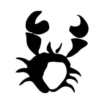 Sea crab hand painted with ink and brush in a stylized minimalistic style, isolated on white background. Vector illustration