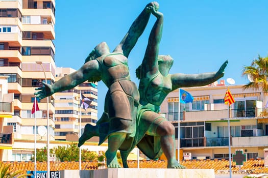 TORREMOLINOS, SPAIN, Andalusia 20 May 2019. Statue in honour of the painter Pablo Picasso from the painting entitled "Two women running on the beach""."