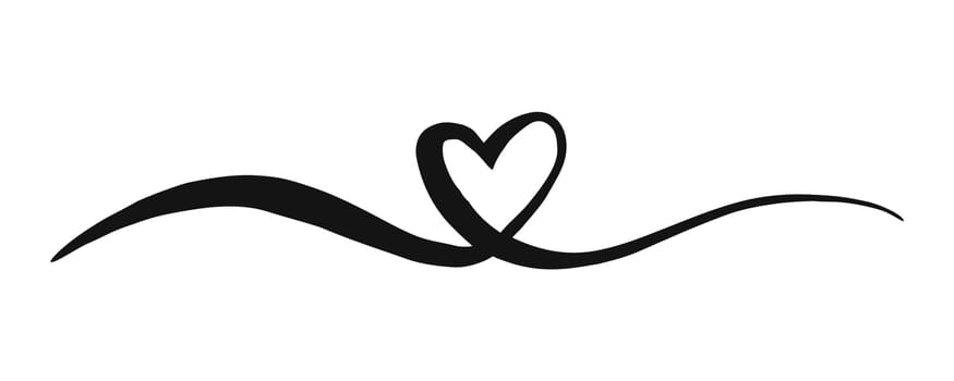 Heart Valentine's Day swash hand painted with brush and ink, isolated on white background. Vector illustration.