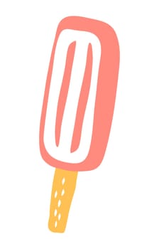 Ice lolly popsicle drawing hand painted with ink brush isolated on white background. Vector illustration