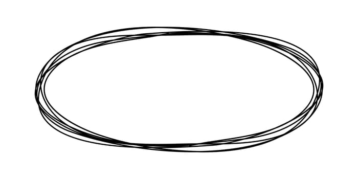 Grungy round scribble oval hand drawn with thin line, divider shape. Vector illustration