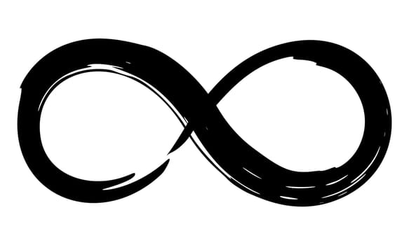 Infinity symbol hand painted with grunge brush stroke and black paint. Vector illustration.