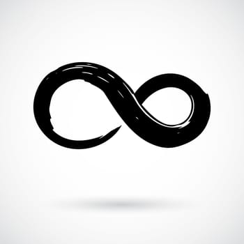 Infinity symbol. Hand painted with black paint. Grunge brush stroke. Modern eternity icon. Graphic design element. Infinite possibilities, endless process, lifetime concept. Vector illustration.