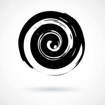 Hand painted spiral swirl symbol handmade with ink brush. Vector illustration.