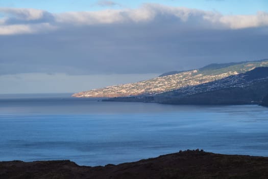 View of Funchal city and Madeira airport in the morning. Madeira, Portugal