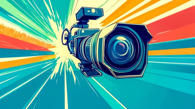Capturing an event with a professional video camera. Creating a blurred background of a crowd. Used for filming. Broadcasting. Focusing on the main subject
