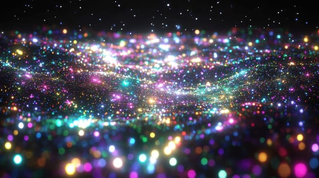 Abstract Colorful Particle Background,  Concept of Energy, Magic, and Celebration