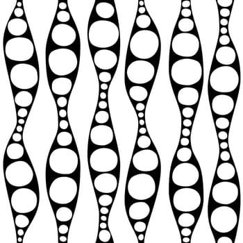 Seamless geometric pattern. Waves and circles in black and white. Vector illustration