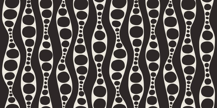 Seamless geometric pattern with waves and bubbles. Vector illustration