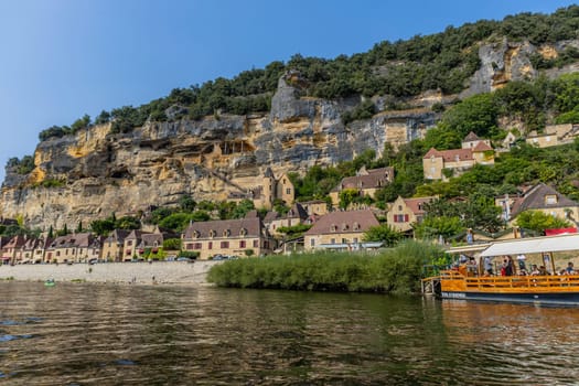 La Roc Gageac  France: August 20  2024:Medieval river village of La Roc Gageac in the Dordogne region of France
