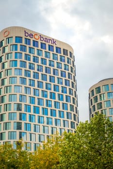 Brussels, Belgium, September 23rd 2024: Illustrative Editorial: View on Beobank headquarters in Quatuor building in Brussels Nord