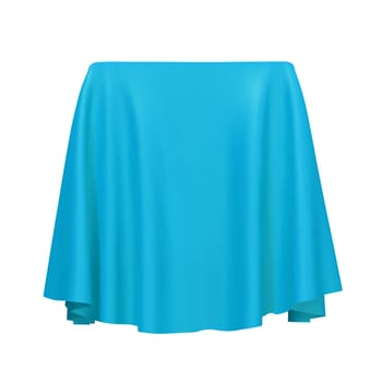 Blue fabric covering a cube or rectangular shape, isolated on white background. Can be used as a stand for product display, draped table. Vector illustration