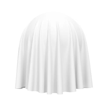 Ball or sphere covered with white fabric material, isolated on white background. Surprise, award and presentation concept, revealing hidden object or raising the curtain. Vector illustration