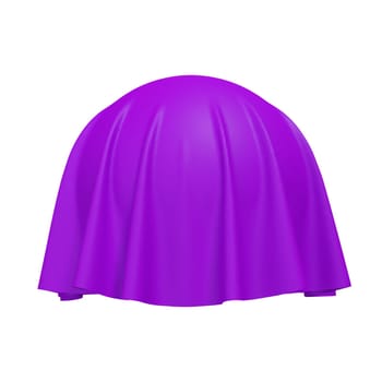 Ball or sphere covered with purple fabric material, isolated on white background. Surprise, award and presentation concept, revealing hidden object or raising the curtain. Vector illustration