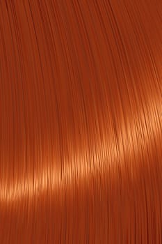 Realistic red ginger straight hair background with glossy shiny detail. Vector illustration.