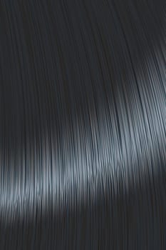 Realistic black blue straight hair texture with glossy shiny detail. Vector illustration.