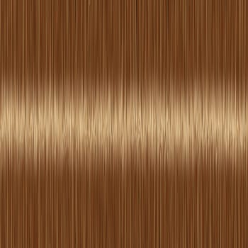 Realistic brown brunette straight hair texture with glossy shiny detail. Vector illustration.