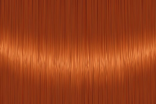 Realistic orange red straight hair texture with glossy shiny detail. Vector illustration.
