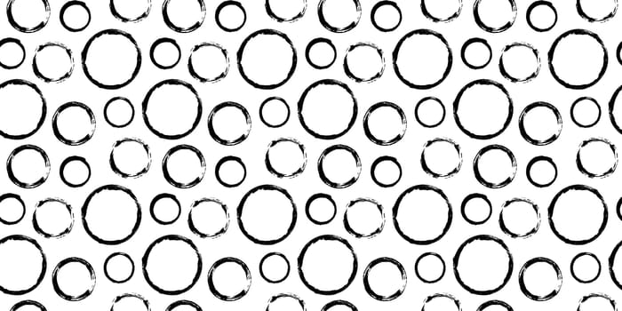 Seamless pattern with grunge circles hand painted with ink. Vector illustration
