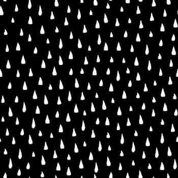 Hand drawn rain drops seamless pattern. Black white texture. Random brush strokes background. Geometric graphic design element for scrapbooking, web wallpaper, invitation or card. Vector illustration