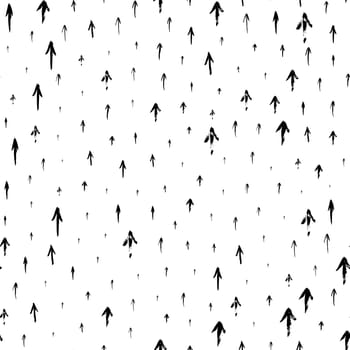 Seamless pattern with arrows. Black white random brush strokes. Geometric graphic design element. Scrapbooking, book cover, wallpaper, poster, flyer. Hand drawn shapes background. Vector illustration