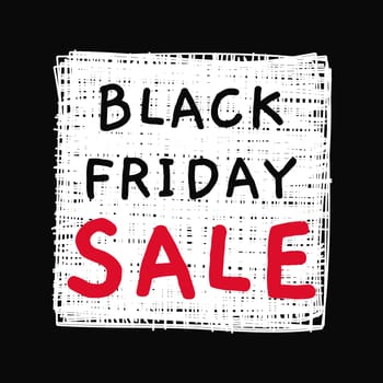 Black Friday Sale banner on scribbled rectangle isolated on white background. Vector illustration