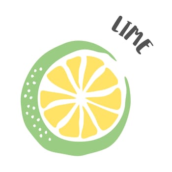 Lime drawing hand painted with ink brush isolated on white background. Vector illustration