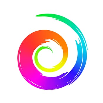 Rainbow hand painted swirl symbol handmade with ink brush. Vector illustration isolated on white background