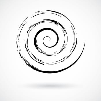 Hand painted spiral swirl symbol handmade with ink brush. Vector illustration.