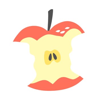 Apple drawing hand painted with ink brush isolated on white background. Vector illustration