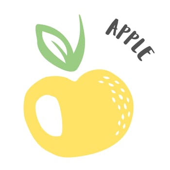 Apple drawing hand painted with ink brush isolated on white background. Vector illustration